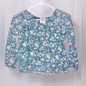 KIDDO BY KATIE Girls Sheer Layered Floral Shirt